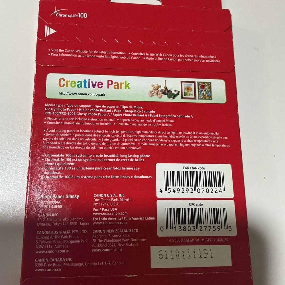 Canon set of. 2 Glossy Photo Paper 4x6 New